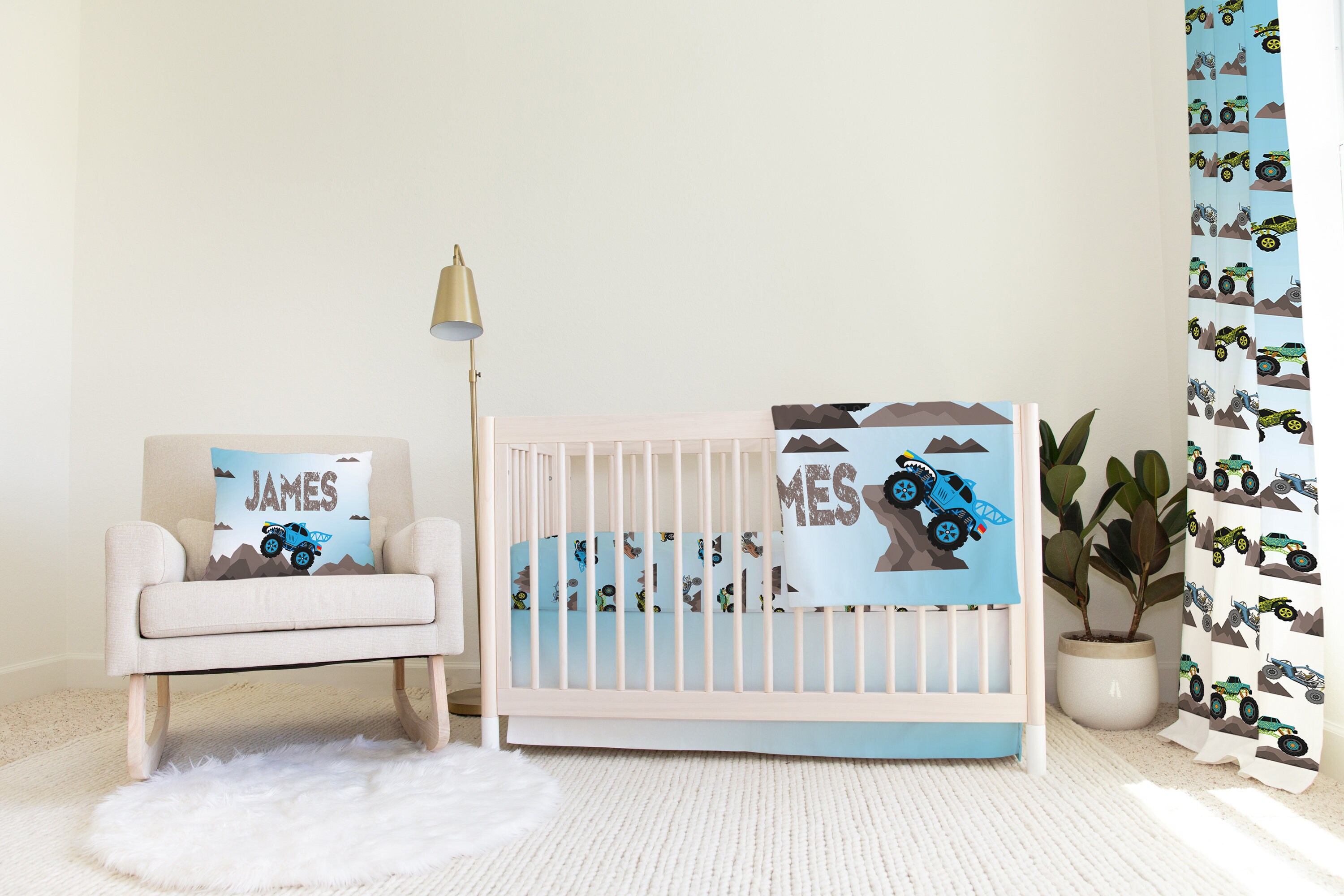 Monster Truck Crib Bedding Set Personalized Boy Crib Bedding Etsy
