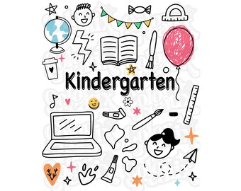 Kindergarten Doodle PNG Digital Design | First Day of School PNG Digital Design| Fun Doodle PNG | Kindergarten Teacher | Teacher | Student
