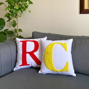 Embroidered Letter Pillow, Punch Needle Pillow, Personalized Letter Pillow,Personalized Baby Gift Idea, Nursery Decor, Mother&#39;s Day Gift