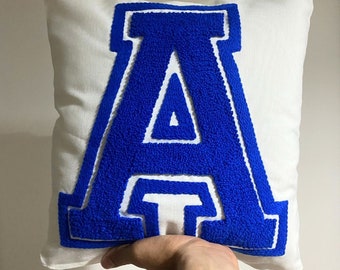 Punch Needle Embroidered Letter Pillow, College Style Letter Pillow Cover, Gift for Kids, Decorative Pillowcase,Nursery Gift,Baby Room Decor