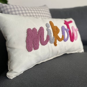 Personalized Baby Room Name PillowCustom Baby GiftNewborn GiftGift for ChildrenPunch Needle CushionBaby Shower DecorMother's Day Gift image 3