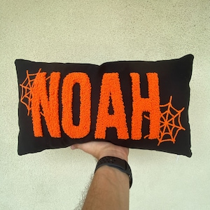Halloween Embroidered Pillow, Name Pillow, Halloween Decor, Fall Decor, Gothic Decor, Halloween Home Decorations, Halloween Themed Pillow