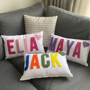 Personalized Baby Name Pillow, Punch Needle Embroidery, Nursery Pillow, Custom Throw Pillow, Gift for Kids, Baby Room Decor,Baby Shower Gift