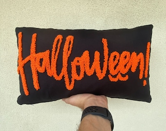 Halloween Embroidered Pillow, Halloween Pillow, Halloween Decor, Fall Decor, Gothic Decor, Halloween Home Decorations, Halloween Art