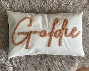 Personalized Name Pillow, Punch Needle Embroidered, Nursery Gift, Kids Room Decor, Custom Throw Pillow, Unique Baby Gift, Toddler Room Decor