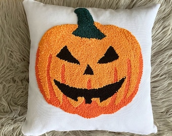 Halloween Pumpkin Embroidered Pillow, Pumpkin Pillow, Halloween Pillow, Halloween Decor, Fall Decor, Gothic Decor,Halloween Home Decorations