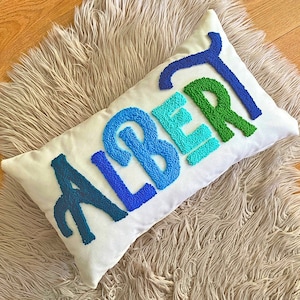 Personalized Name Pillow, Embroidered Baby Name Cushion, Gift for Kids, Custom Lumbar Pillow, Newborn Nursery Decor, Mother's Day Gift Idea