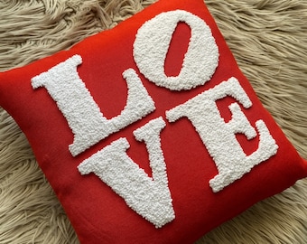 Punch Needle Embroidery Love Pillow, Personalized Custom Gift Idea, Gift for Couples, Gift for Her, Custom Throw Pillow, Mother's Day Gift