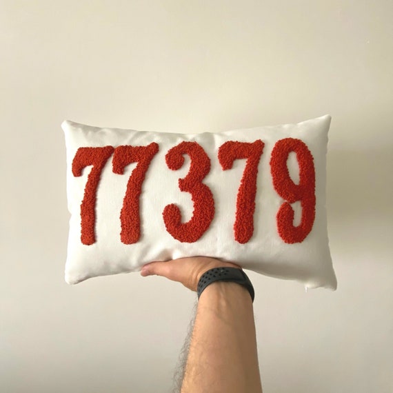 Custom Zip Code Pillow Embroidered Area Number Pillow Personalized Punch Needle Pillow Housewarming Gift First Home Gift New Home Gift Etsy
