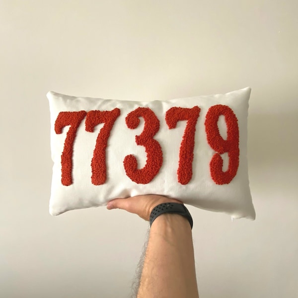 Custom Zip Code, Number Pillow, Personalized Punch Needle Pillow, Housewarming Gift, First Home Gift, New Home Gift Idea, Mother's Day Gift