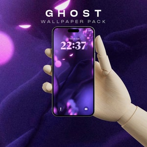 4 Ghost Phone Wallpaper, 3D iPhone Wallpaper, iPhone 14 14 Pro Wallpaper, Aesthetic Phone Wallpaper, Purple Phone Wallpaper Digital Download