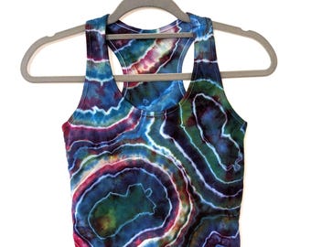 Upcycled Tie Dye Crop Tank Top: Geode Ice Dye (Medium)