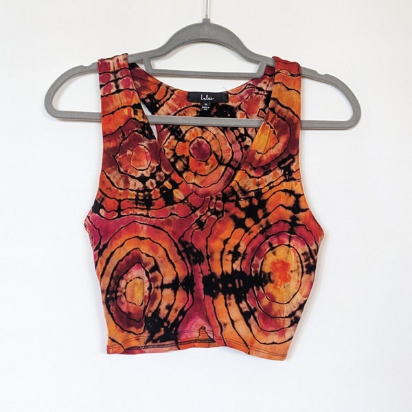 Reverse Tie Dye Tank Top | Medium | Upcycled Clothing | Crop Top | Trending Women's Clothing