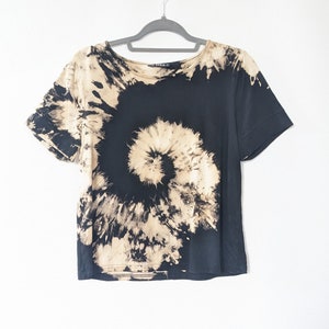Reverse Tie Dye T-Shirt | Medium | Upcycled Shirt | Bleach Tie Dye | Spiral Tie Dye |