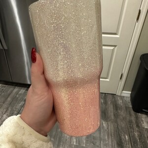 READY TO SHIP! 30 oz pink and white ombré Glitter Tumbler