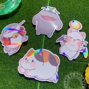 FFXIV Die-cut Sticker - Goobbue, Fat Cat, Namazu, Moogle