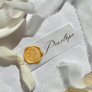 Vellum Place Cards with Calligraphy – Wedding Name Cards, Ribbon or Wax Seal Options – Elegant Table Setting Decor