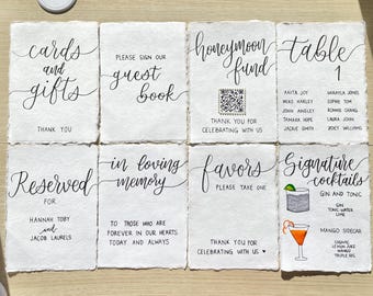 Letrero de boda de 5x7 con bordes deshilachados / Letrero de mesa hecho a mano / Letrero con texto personalizado / Tarjetas y regalos, Reservados, Números de mesa / Decoración de boda orgánica