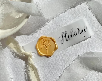 Handwritten Calligraphy Vellum Name Cards | Wedding Place Cards | Wax Seal, Ribbon, or Plain Options | Custom Name Tags
