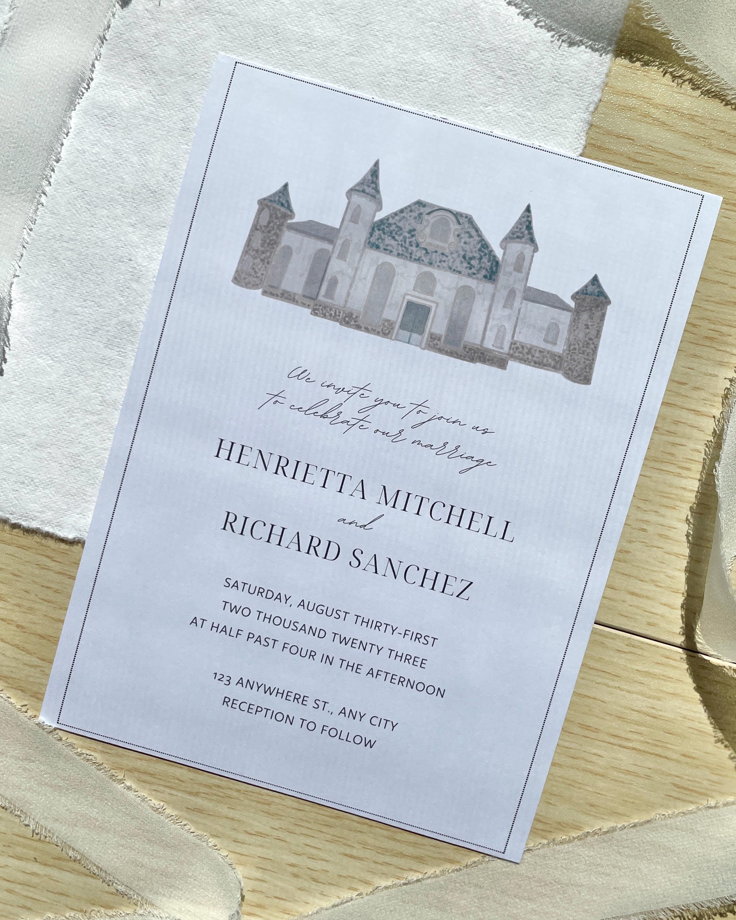 Custom Wedding Venue Illustration | Hand-drawn Venue Portrait | 5x7 or ...