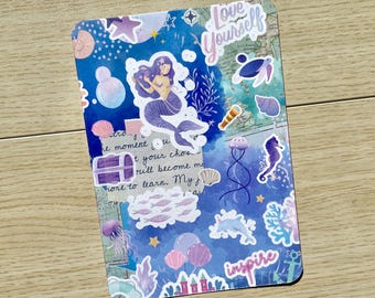 Funda para Kindle con temática de sirena / Funda para Kindle con temática oceánica / Funda para Kindle con temática marina azul, verde y morada / Compatible con todos los tamaños de Kindle / Funda para Kindle con temática de sirena