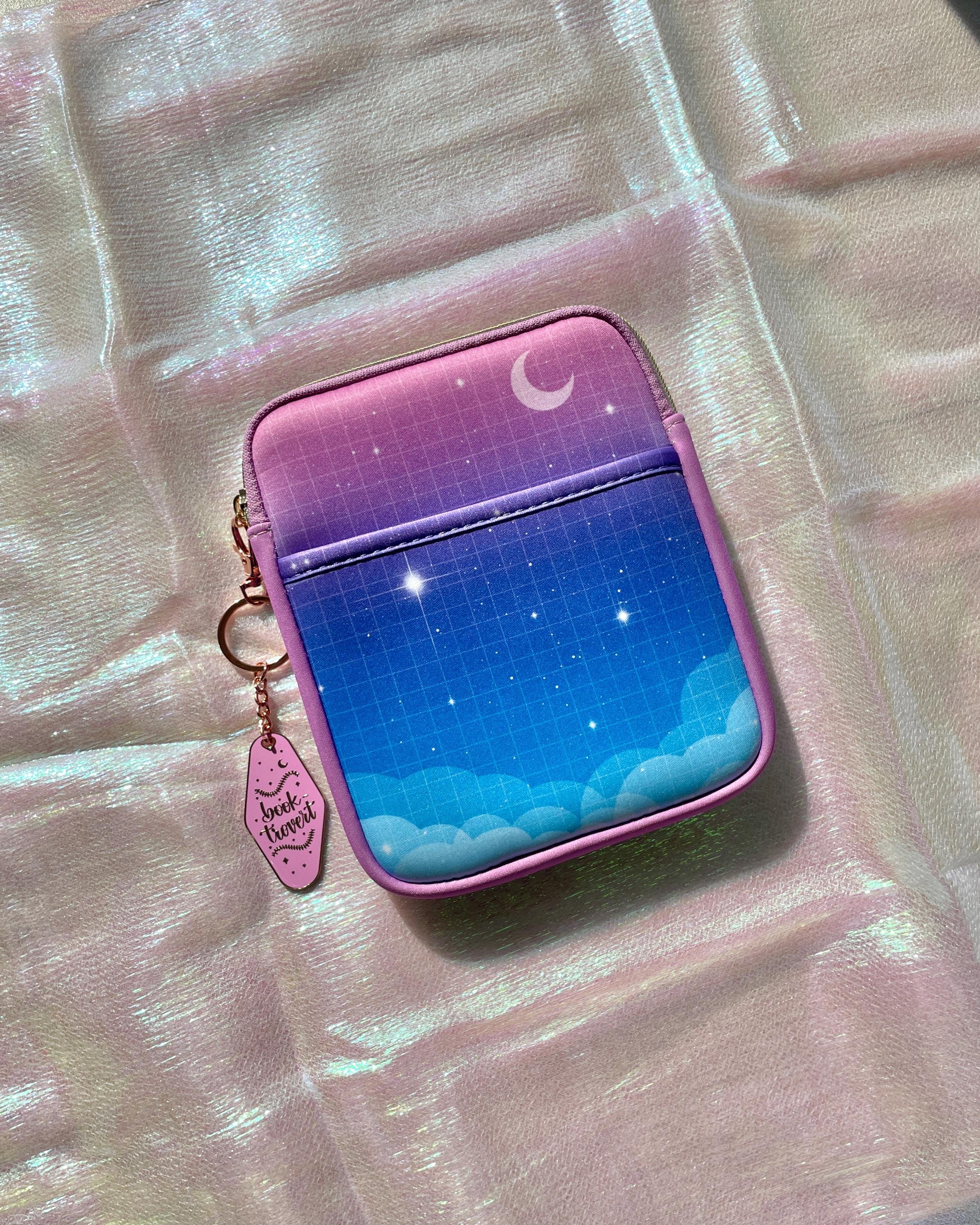 Dreamy Cloud & Moon Kindle Sleeve - Purple Pink Blue Pouch for Kindle, Kobo, Boox Soft Tablet Cover Case, Gift for Book Lovers