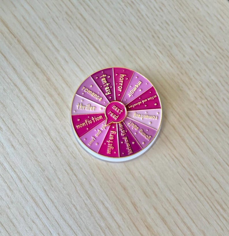 Pink Book Genre Kindle Grip, Kindle Holder, Spinner Roulette, E-reader Accessories, Kindle Accessories, Ereader Grip, Color Wheel, Bookish Accessories