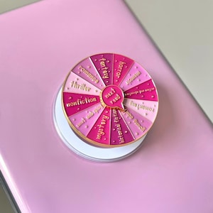Pink Book Genre Kindle Grip, Kindle Holder, Spinner Roulette, E-reader Accessories, Kindle Accessories, Ereader Grip, Color Wheel, Bookish Accessories