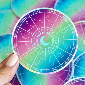Zodiac Wheel, Zodiac Sticker, Zodiac Stickers, Constellation Decal, Astrology Gifts, Astrology Sticker, Zodiac Decal, Halloween Gifts