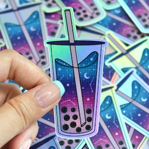Boba Tea Sticker, Boba Sticker, Holographic Stickers, Boba Sticker Pack, Boba Sticker Sheet, Asian Stickers, Asian Drink Stickers
