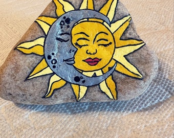 Moon and Sun Painted Rock - Etsy