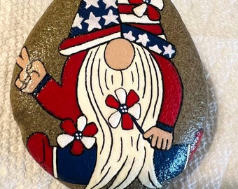 Patriotic Peace Gnome Rock