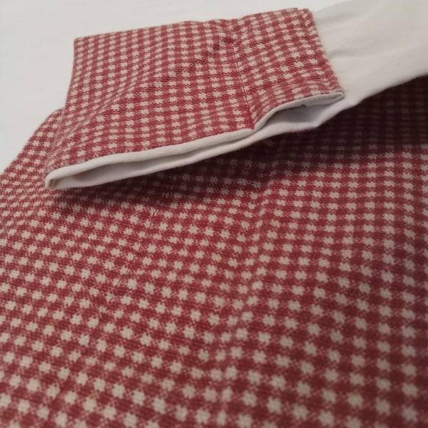 One Single Homemade Scalloped Curtain Valance Red and Beige Gingham Plaid Checks Country Kitchen 19 x 90" Fully Lined 100% Cotton