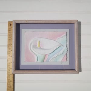 Vintage Cast Paper Sculpture Calla Lily Signed PC Figi Graphics 3D Embossed Art image 12