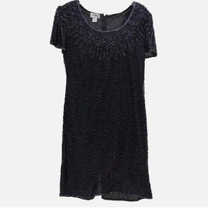 jmd new york beaded dress BEADED V-NECK GOWN WITH COWL BACK  Naeem Khan