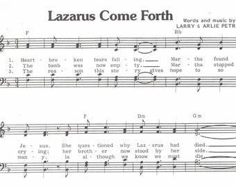 Lazarus Come Forth Sheet Music PDF - Southern Gospel, Key of F