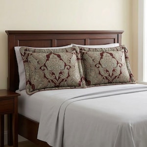 CROSCILL Pillow Shams Standard Imperial Brown Brocade Damask Medallion Pair