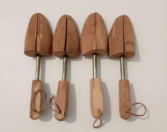 Vintage Wooden Shoe Trees LOT Men's Adjustable Shoe Keepers by Rochester Cedar