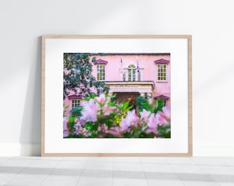 Savannah Olde Pink House Instant Download, Old Pink House Hotel, Printable Savannah Wall Art, Large and Small Prints, Pastel Pink Wall Art,