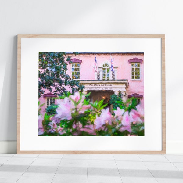 Savannah Olde Pink House Instant Download, Old Pink House Hotel, Printable Savannah Wall Art, Large and Small Prints, Pastel Pink Wall Art,