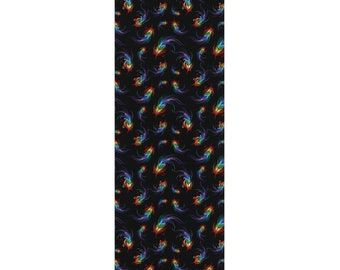 Rainbow Feather Yoga Mat, Travel Yoga Mat, Rainbow Colors, Fun Yoga Mat, Black Yoga Mat