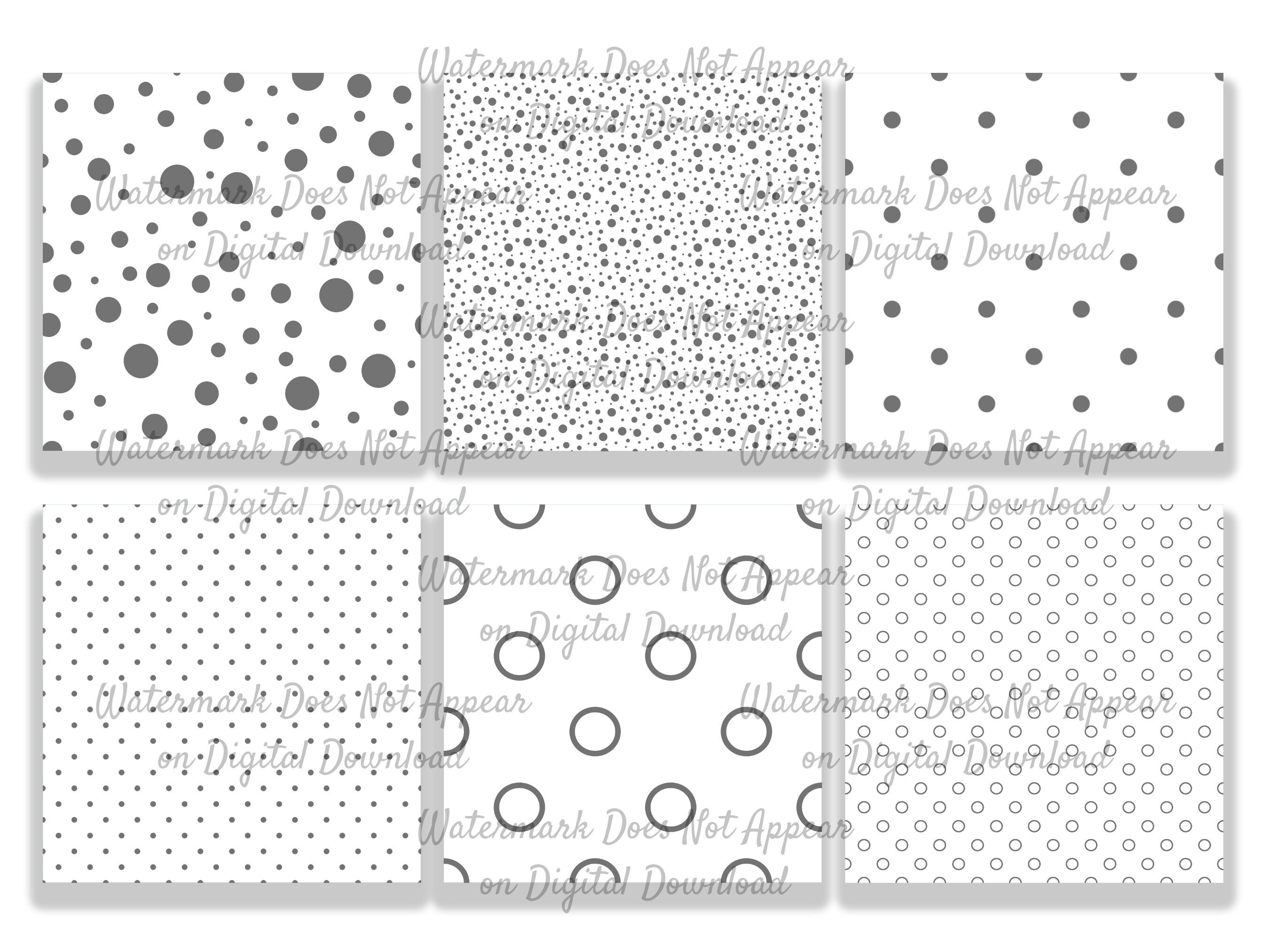 Gray & White Polka Dot Patterns, Gray Circle Craft Paper Set, Journal ...