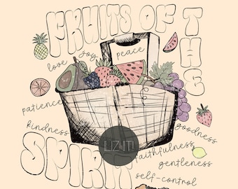 Andens frukt - png sublimeringsskjorta design, frukter, korg, skiss, illustration, tro, kristen, trendig, populär, skrift, bibel