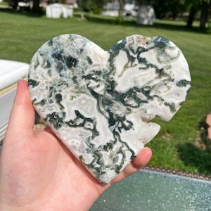 Large Moss Agate Heart Carvings/slabs