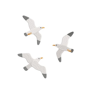 Seagulls Embroidery Design, Nautical Sea Animal Pattern,  4 Sizes, Digital Download