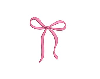 Satin Ribbon Bow Embroidery Design,  Coquette Bow Tie, Instant Download, 7 Sizes