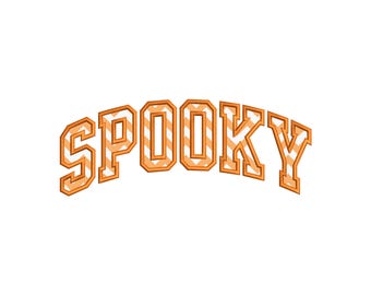 Spooky stoffen borduurontwerp, Halloween-borduurbestand omtrek, direct downloaden, 6 maten