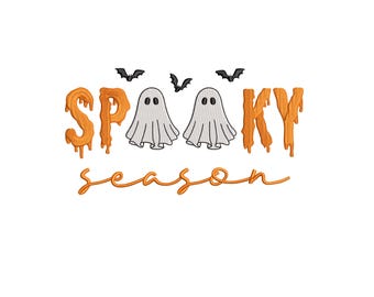 Spooky Season Embroidery Design, Halloween Ghost Embroidery File, Instant Download, 6 Sizes