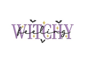 Wzór haftu "Człowiek z wiedźmą", modny plik do haftu maszynowego na Halloween, 6 rozmiarów, natychmiastowe pobranie