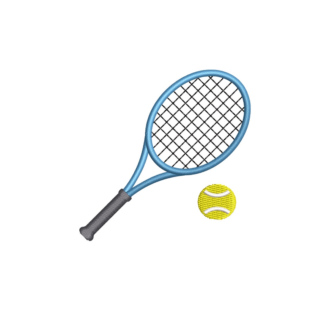Tennis Racket Embroidery Design Tennis Single Racket With Tennis Ball